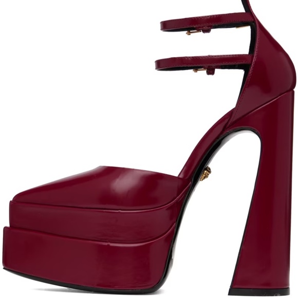 Versace Aevitas Platform Burgundy Heels - Picture 5 of 5